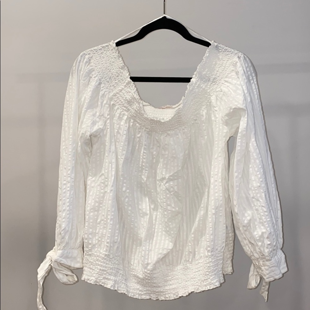 White ruffle off shoulder top